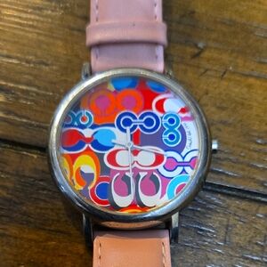 Coach Stainless Steel Watch with Tan Strap